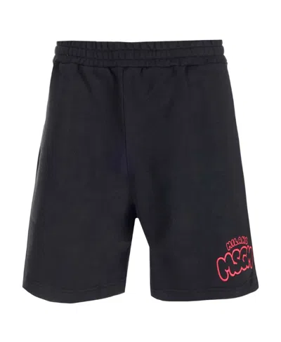 Msgm Logo Embroidered Track Shorts In Black