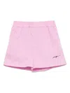 Msgm Logo-embroidered Track Shorts In Pink