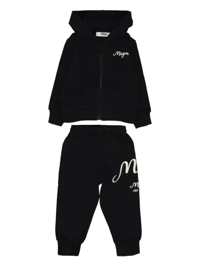 Msgm Babies' Logo-embroidered Tracksuit (set Of Two) In Black