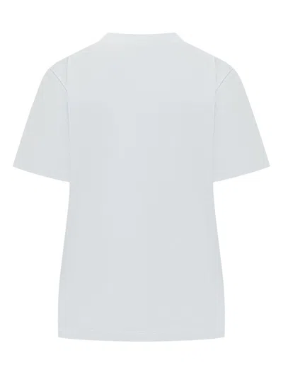 Msgm Logo Embroidered T-shirt In Optical White