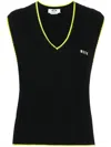 Msgm Logo-embroidered Two-tone Vest In Black