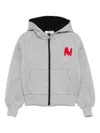 Msgm Logo-embroidered Zip-up Hoodie In Gray