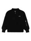 Msgm Logo-embroidered Zip-up Jacket In Black