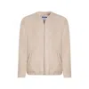 Msgm Logo Embroidered Zip-up Jacket In Crema