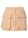 Msgm Embroidered-logo Jersey Mini Skirt In Beige