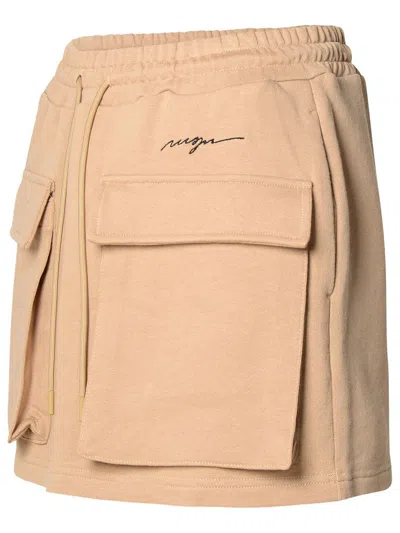 Msgm Logo Embroidery Cargo Skirt In Beige