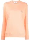 Msgm Logo-embroidery Cotton Sweatshirt In Orange
