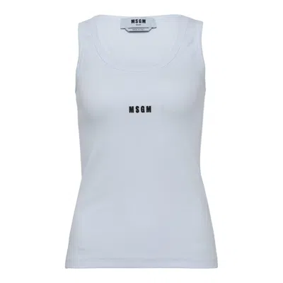 Msgm Logo Fitted Tank Top In White