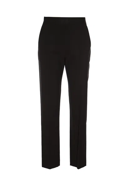 Msgm Logo Waistband Tapered Trousers In Black