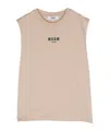 Msgm Logo-flocked Raw-cut Tank Top In Nude
