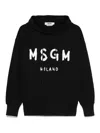 Msgm Black Cotton Crewneck Sweatshirt With Logo In Black