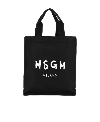 Msgm Logo Handbag In Black