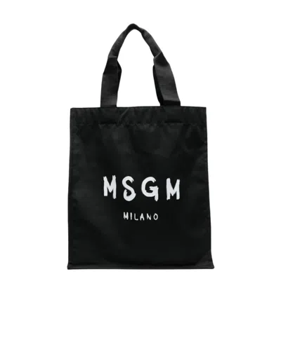 Msgm Logo Handbag In Black