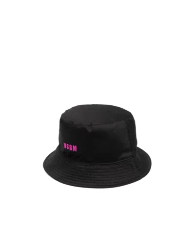 Msgm Logo-patch Bucket Hat In Black