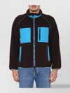 Msgm Logo High Neck Jacket With Contrast Pockets In Brown