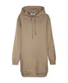 Msgm Logo Hooded Dress In Nude