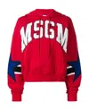 Msgm Logo Hooded Sweater In Red