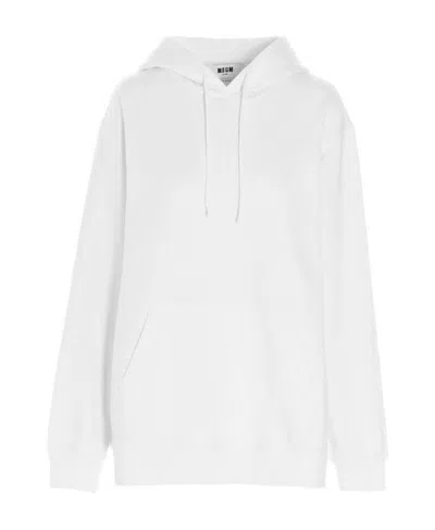 Msgm Logo Hooded Sweater In White