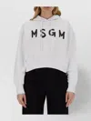Msgm Logo Hooded Sweatshirt Ribbed Cuffs