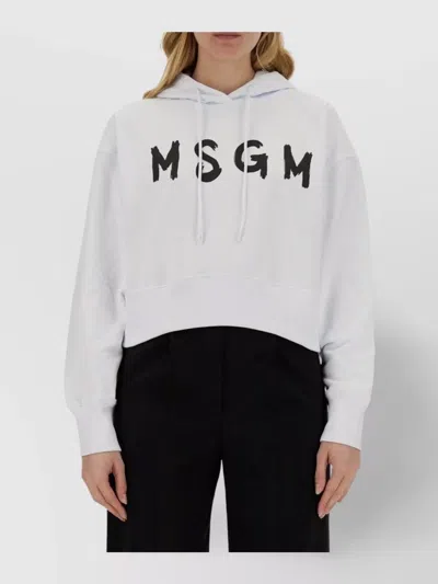 MSGM LOGO HOODED SWEATSHIRT RIBBED CUFFS