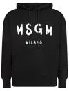 Msgm Logo Print Cotton Hoodie In Black