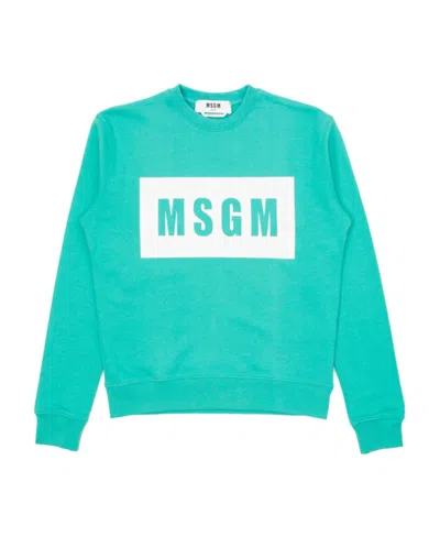 Msgm Logo Hoodie In Blue