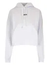Msgm Logo Hooded Sweatshirt Long Sleeves In Blanco