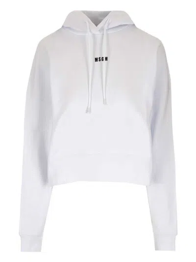 Msgm Logo Hoodie In White
