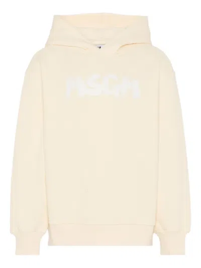 Msgm Kids' Logo Hoodie In Neutral