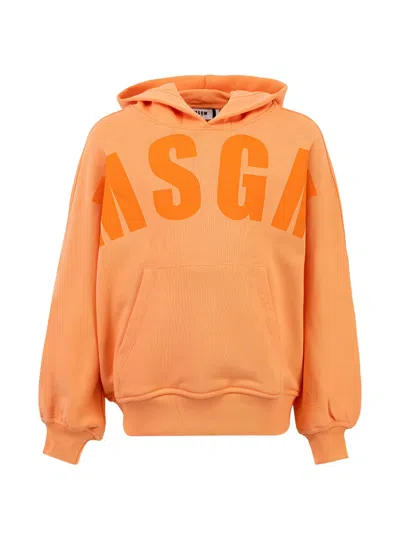 Msgm Kids' Logo Hoodie In Orange