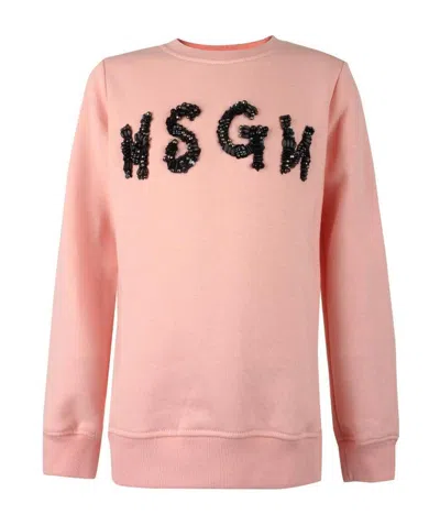 Msgm Logo Hoodie In Pink