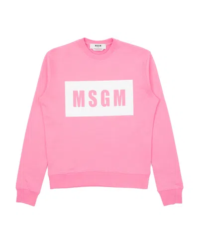 Msgm Logo Hoodie In Pink