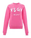 Msgm Letter Printed Round Neck Sweater In Pink