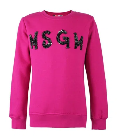 Msgm Logo Hoodie In Pink