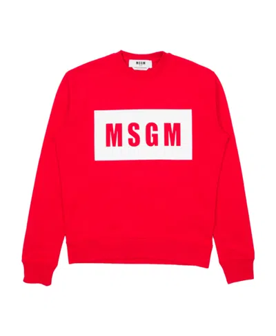 Msgm Logo Hoodie In Red