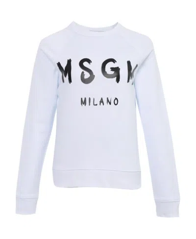 Msgm Logo Hoodie In White