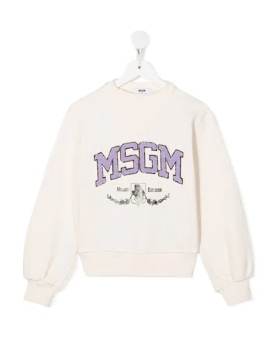 Msgm Logo Hoodie In White