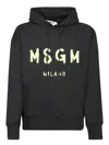 Msgm Relaxed Fit Cotton Hoodie Logo In Black