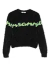 Msgm Logo Intarsia-knit Brushed Jumper In Black