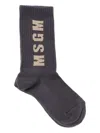 Msgm Logo-intarsia Socks In Gray