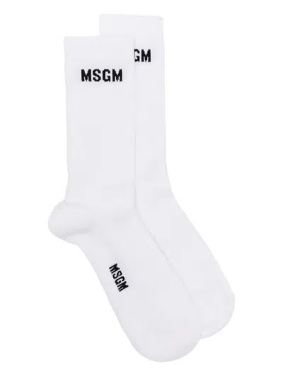MSGM MSGM LOGO-JACQUARD COTTON BLEND SOCKS