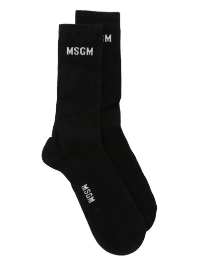 MSGM LOGO-JACQUARD COTTON-BLEND SOCKS