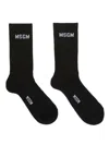 Msgm Ribbed Crew Length Socks With Jacquard Logo In Black