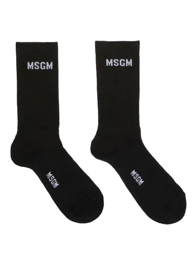 MSGM LOGO-JACQUARD COTTON BLEND SOCKS