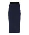 Msgm Calf-length Skirt With Rear Slit And Slub Texture In Black