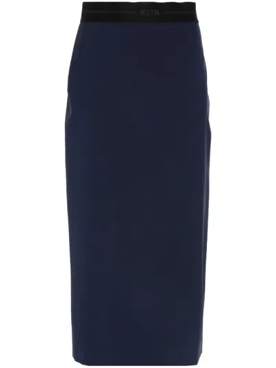 MSGM LOGO-JACQUARD MIDI SKIRT