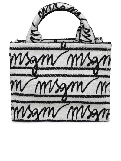 Msgm Logo-jacquard Tote Bag In White