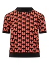 Msgm Logo-jacquard Short-sleeve Sweater In Red