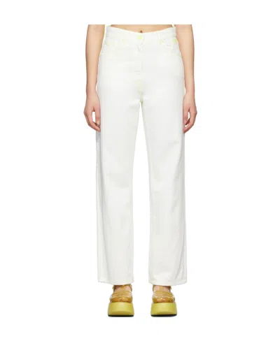 Msgm Logo Jeans In White