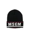 Msgm Logo Knitted Cold Cap In Black